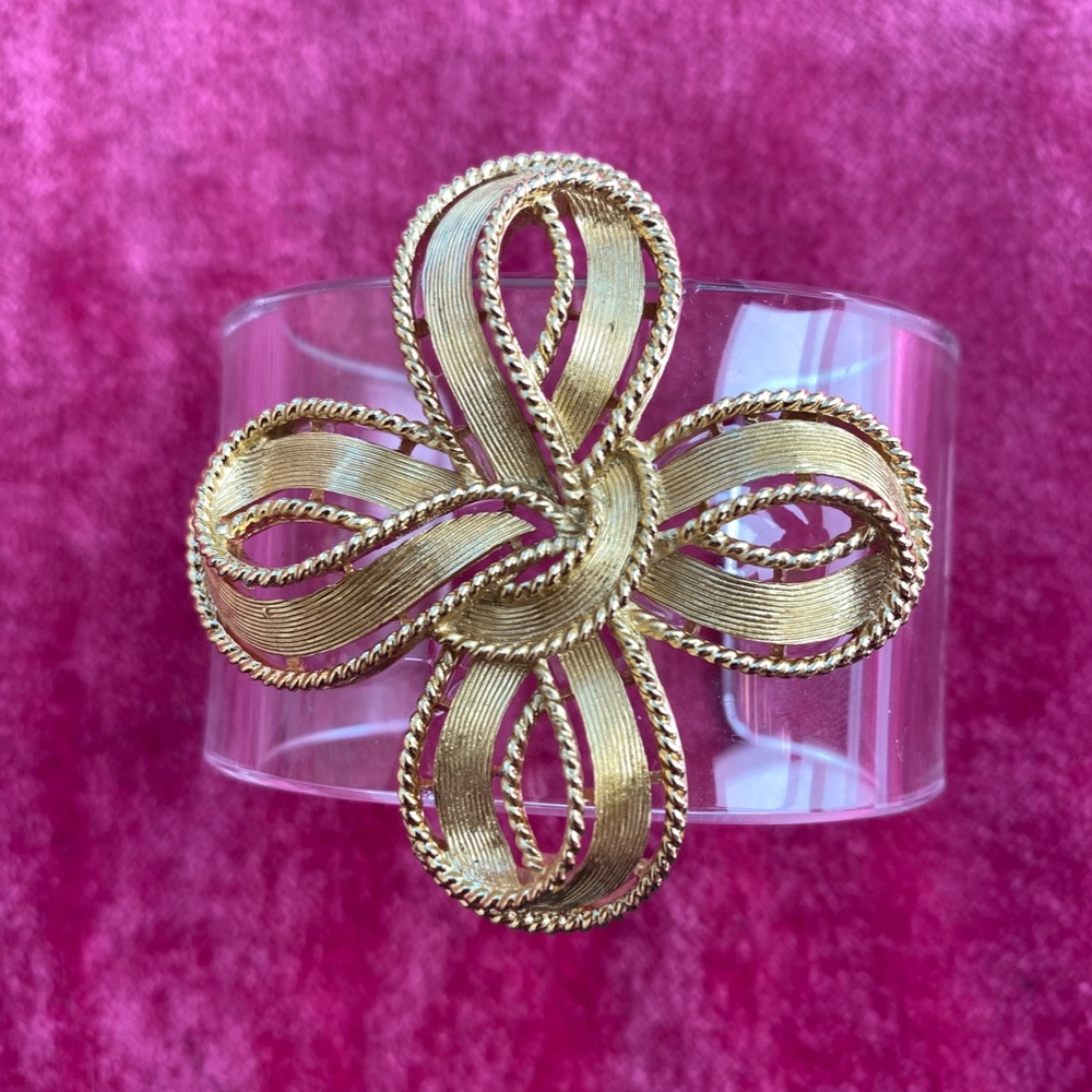 Lucite Bangle with Vintage Gold Brooch